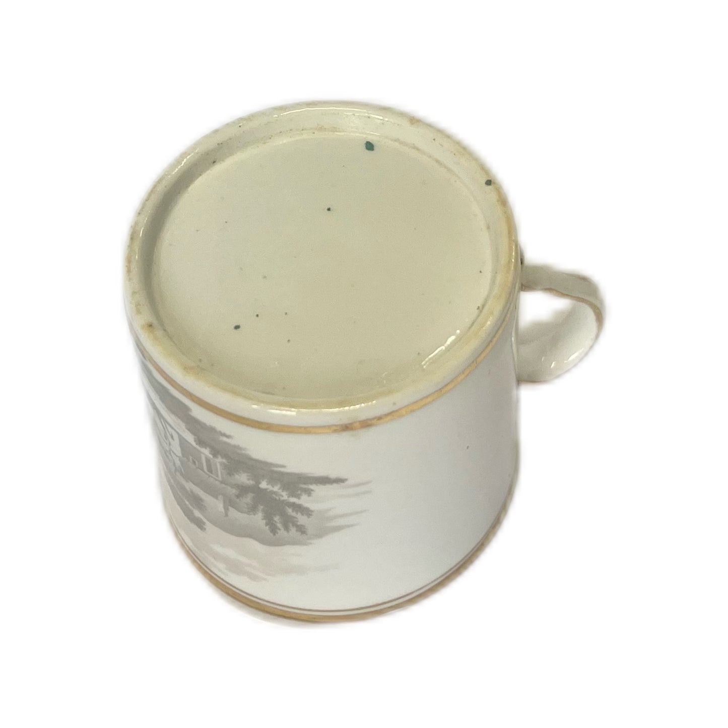 #1 Antique Spode Bat Ware coffee can, pattern 557