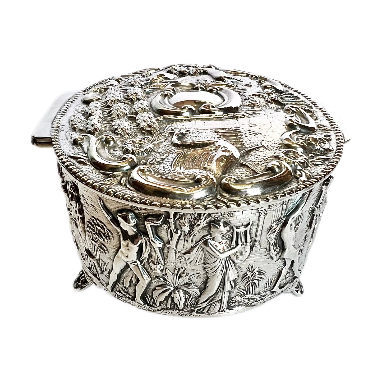 Late Victorian sterling silver jewellery casket, Thomas Hayes