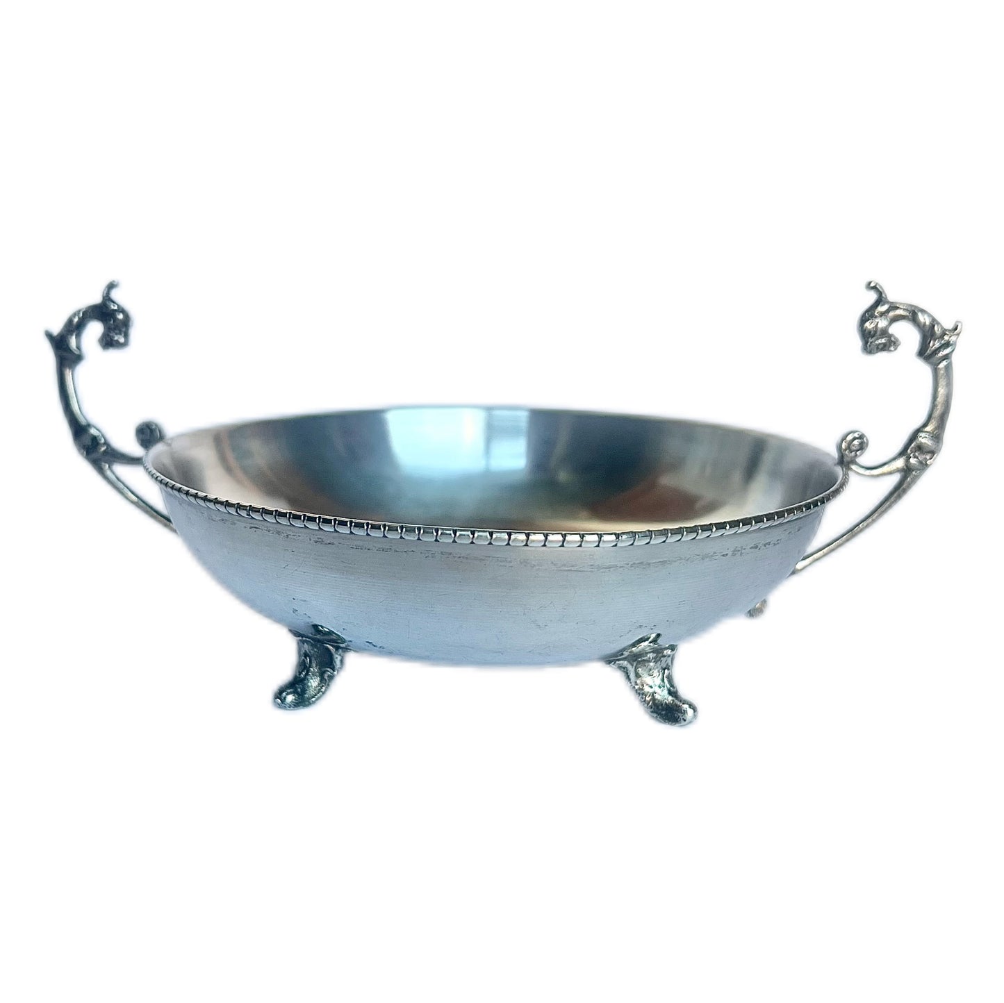 First Flight of Olympic Airways from Greece to Australia Midcentury .900 Silver Bowl