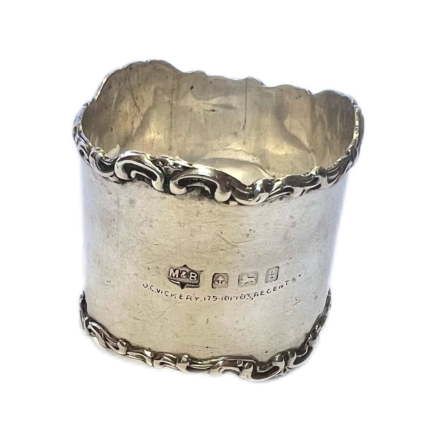 Antique Edwardian sterling silver napkin ring retailed by J.C. Vickery