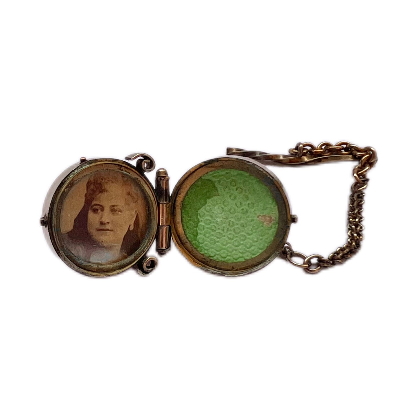 Antique double-sided locket intaglio watch fob with T-bar chain