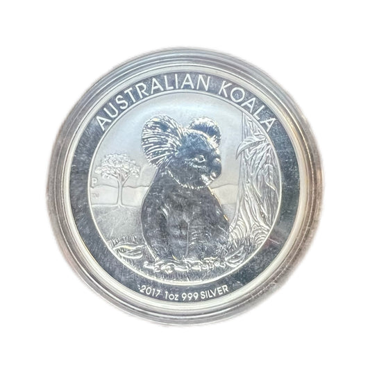 2017 1oz silver Koala bullion coin, issued by the Perth Mint in Australia.