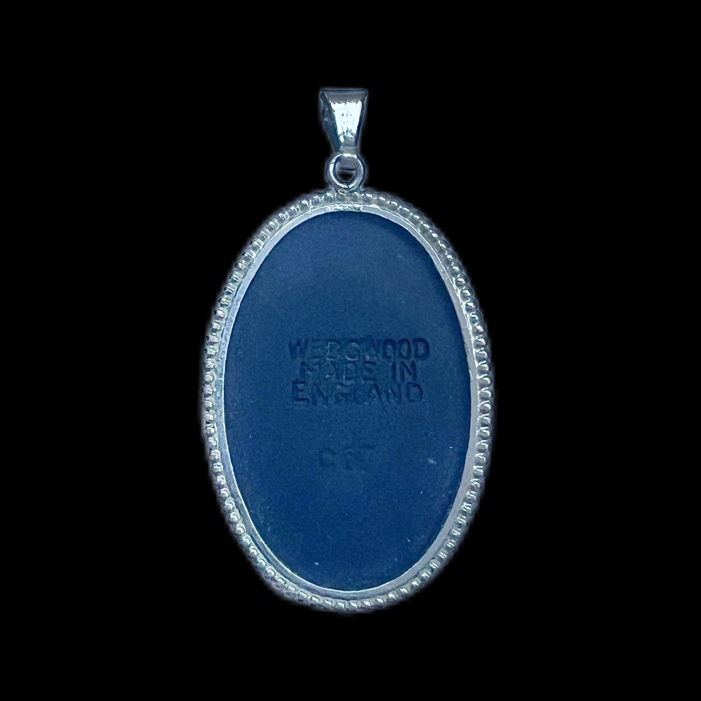 Vintage Wedgwood jasperware and sterling silver pendant- black