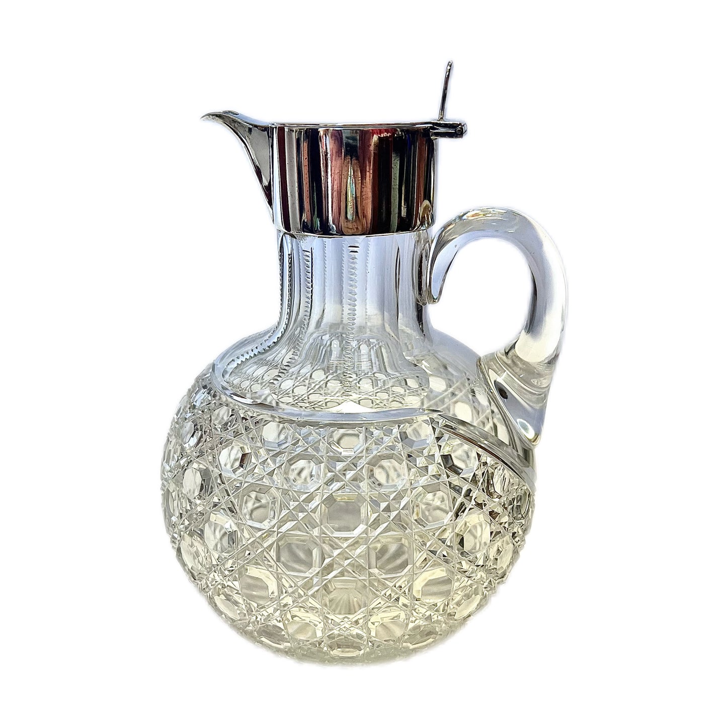 Late Victorian sterling silver and cut glass claret jug, London, 1897, William Gibson & John L. Langman