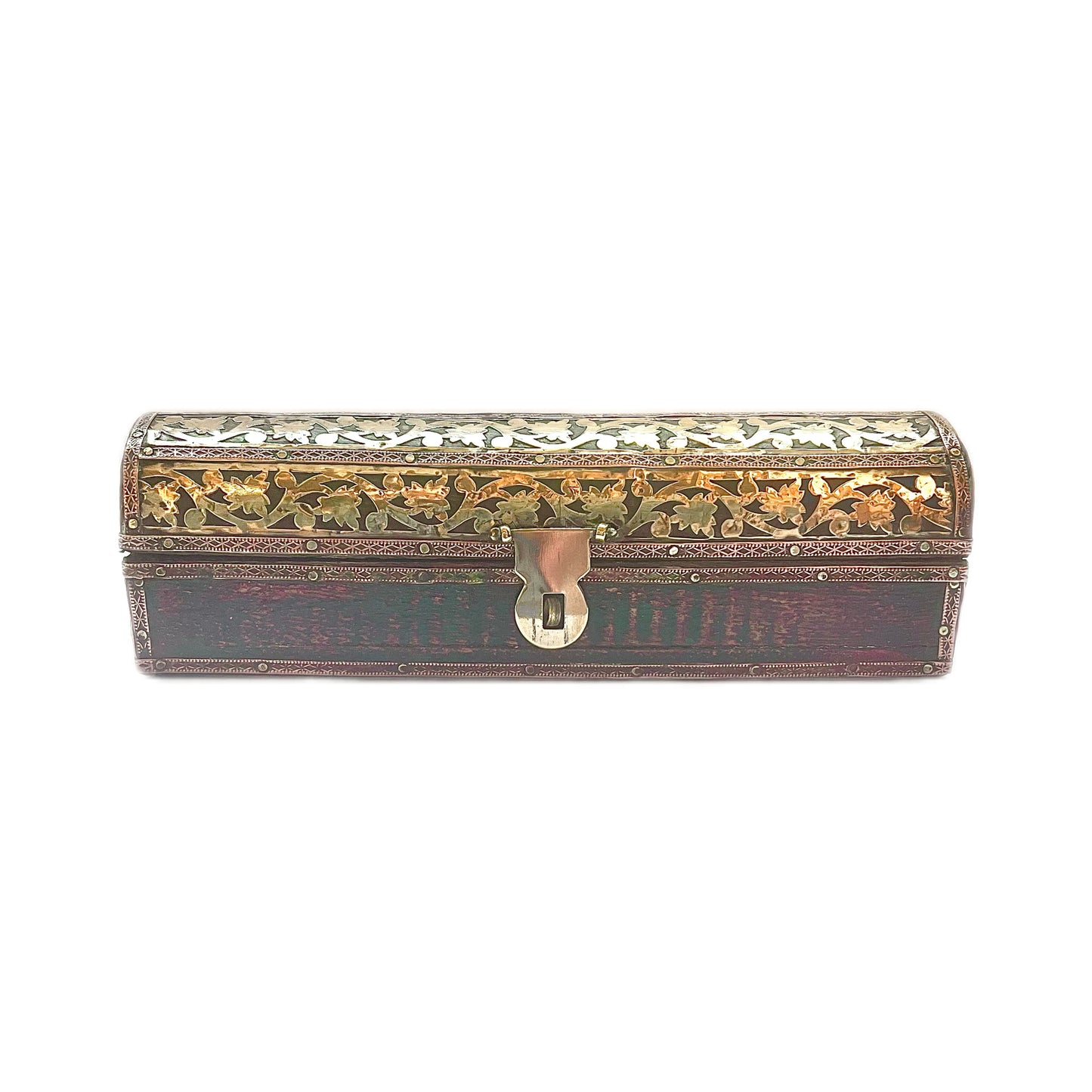 Vintage Indian brass and timber box