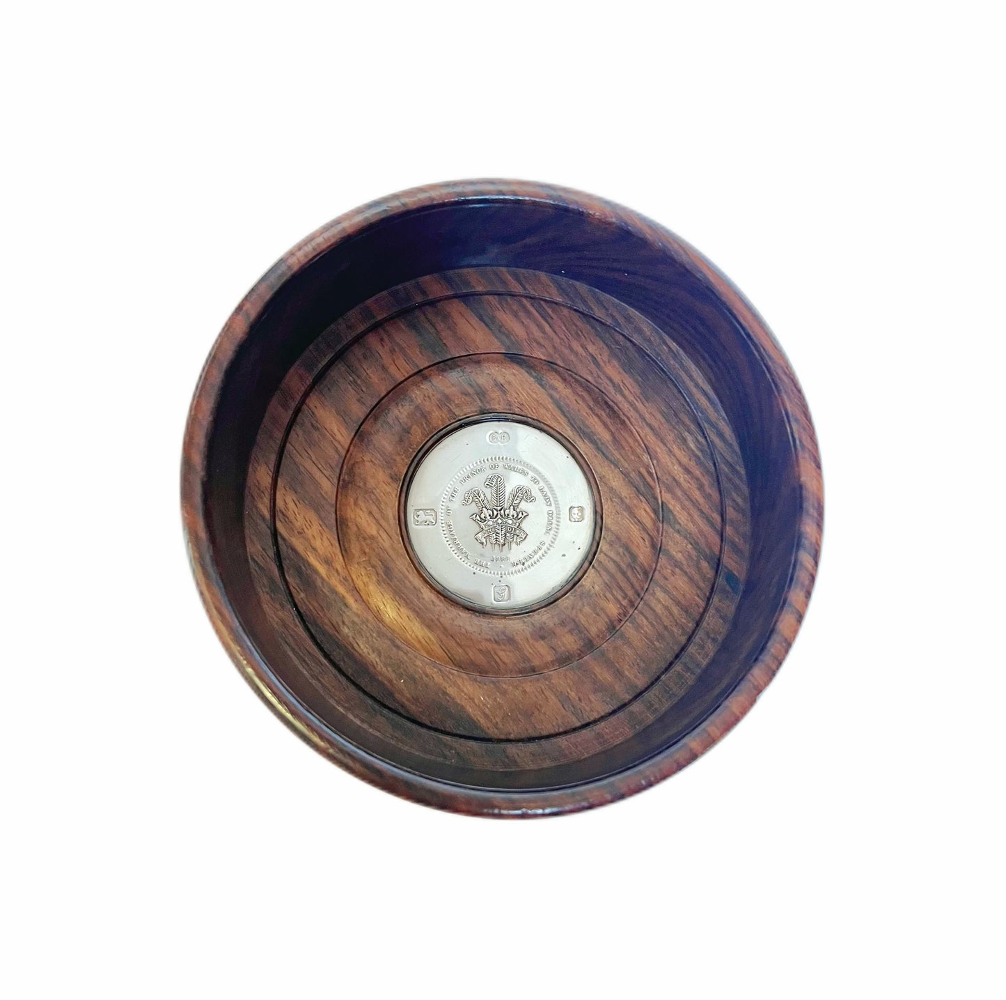 Large vintage QEII timber and sterling silver bottle holder, Bruford & Heming Ltd