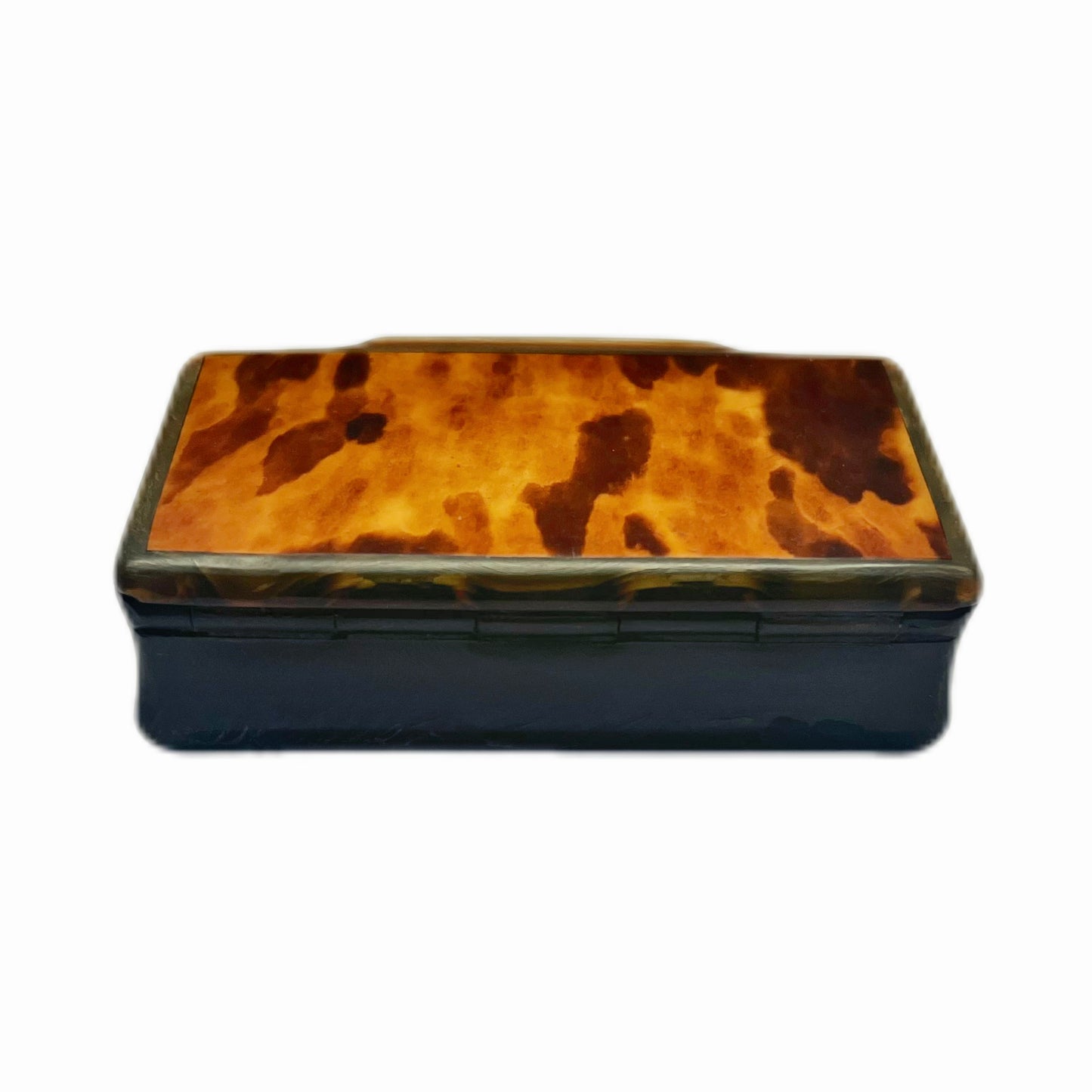 Antique pressed horn and tortoiseshell snuff box, 19th century