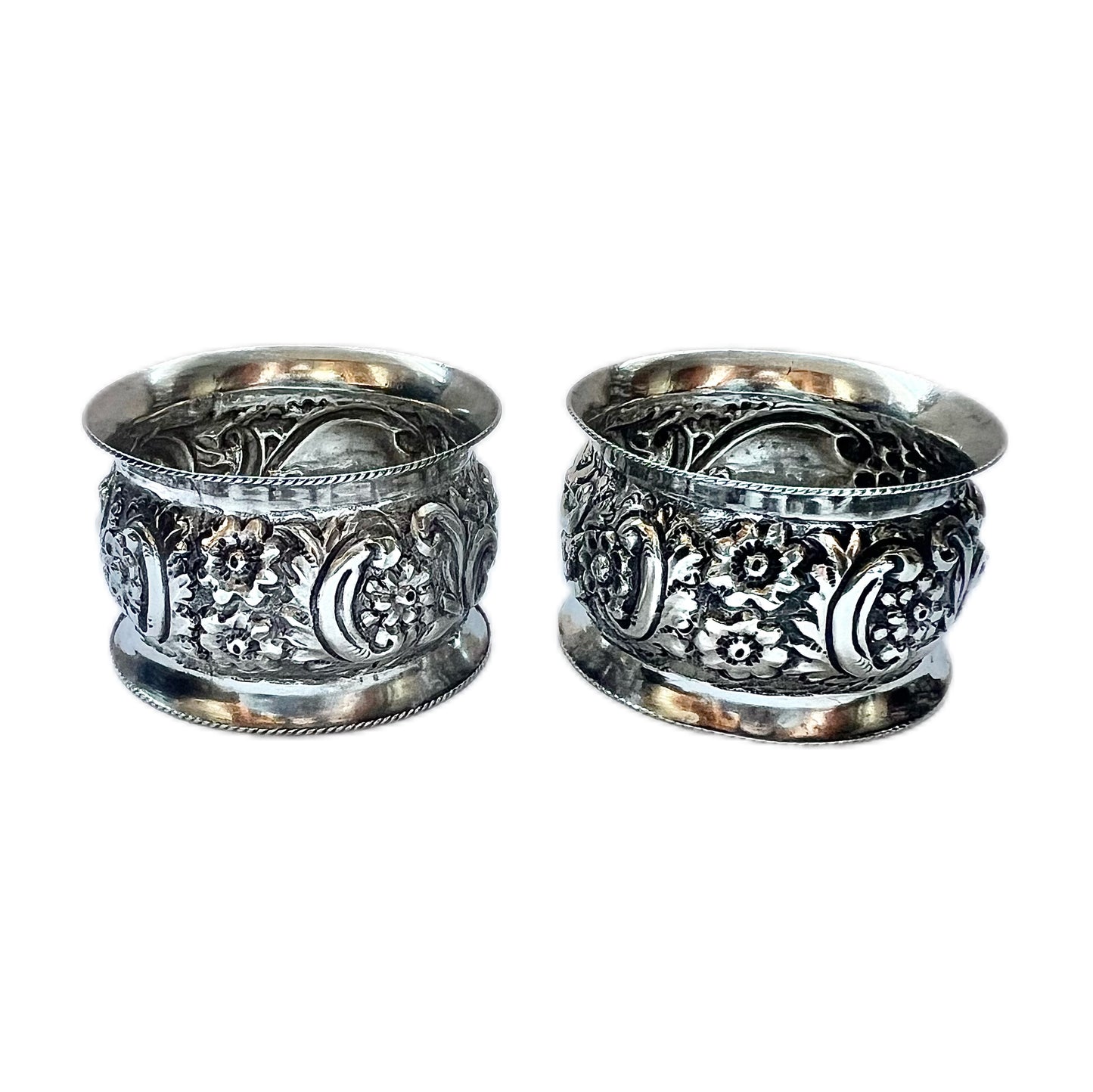 Pair of Edwardian sterling silver napkin rings