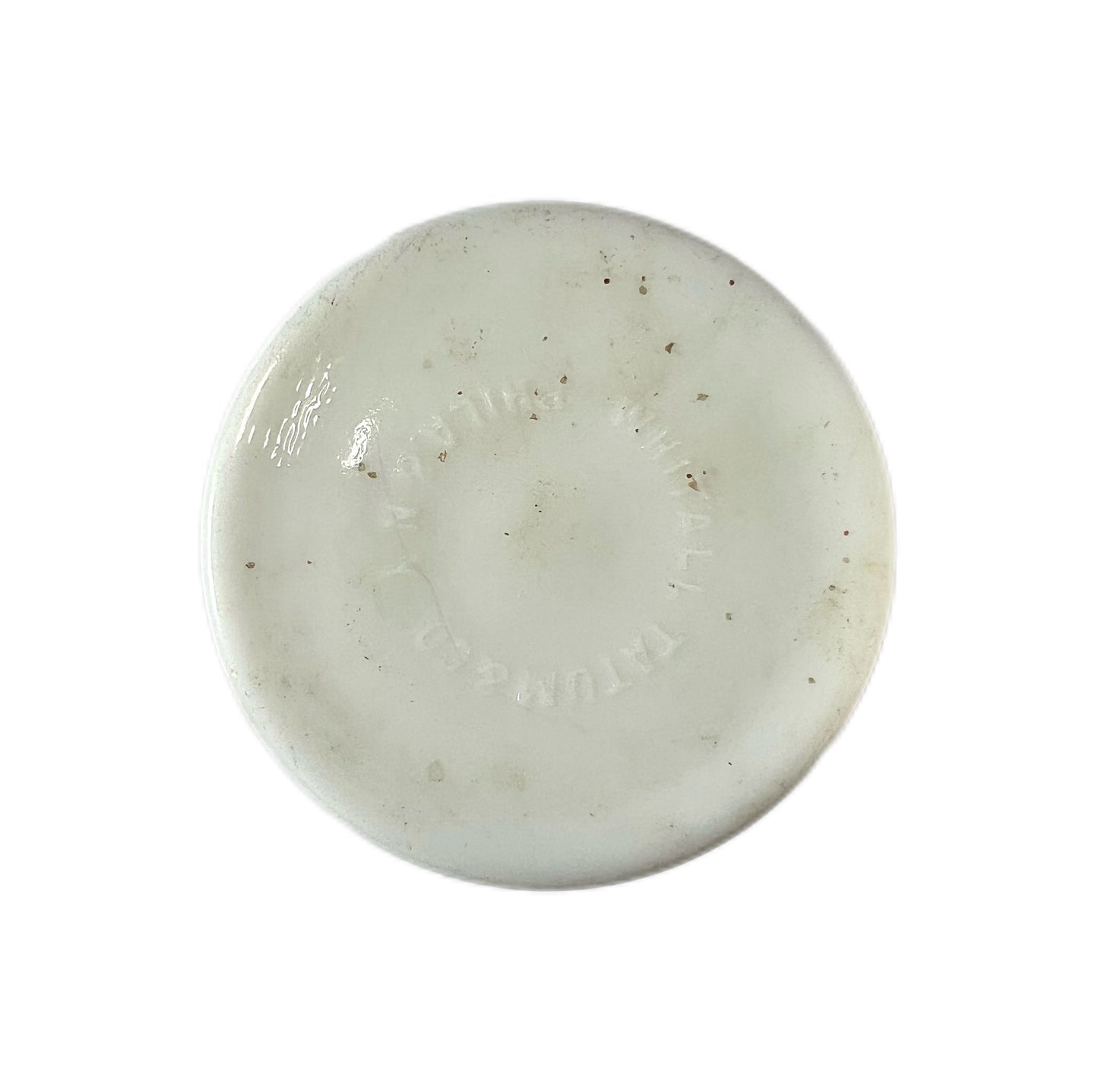 Antique Whitall Tatum Milk Glass Apothecary Jar- Nux Vomica