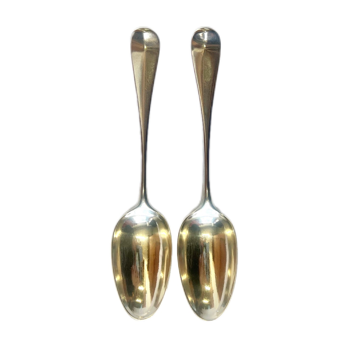 Pair of antique George II crested sterling silver tablespoons