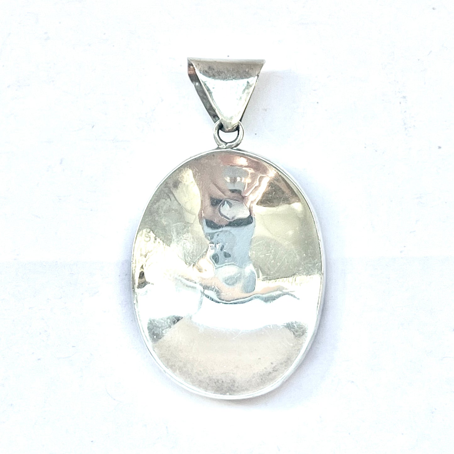 Vintage sterling silver and stone inlay pendant, Southwestern or Peruvian in style