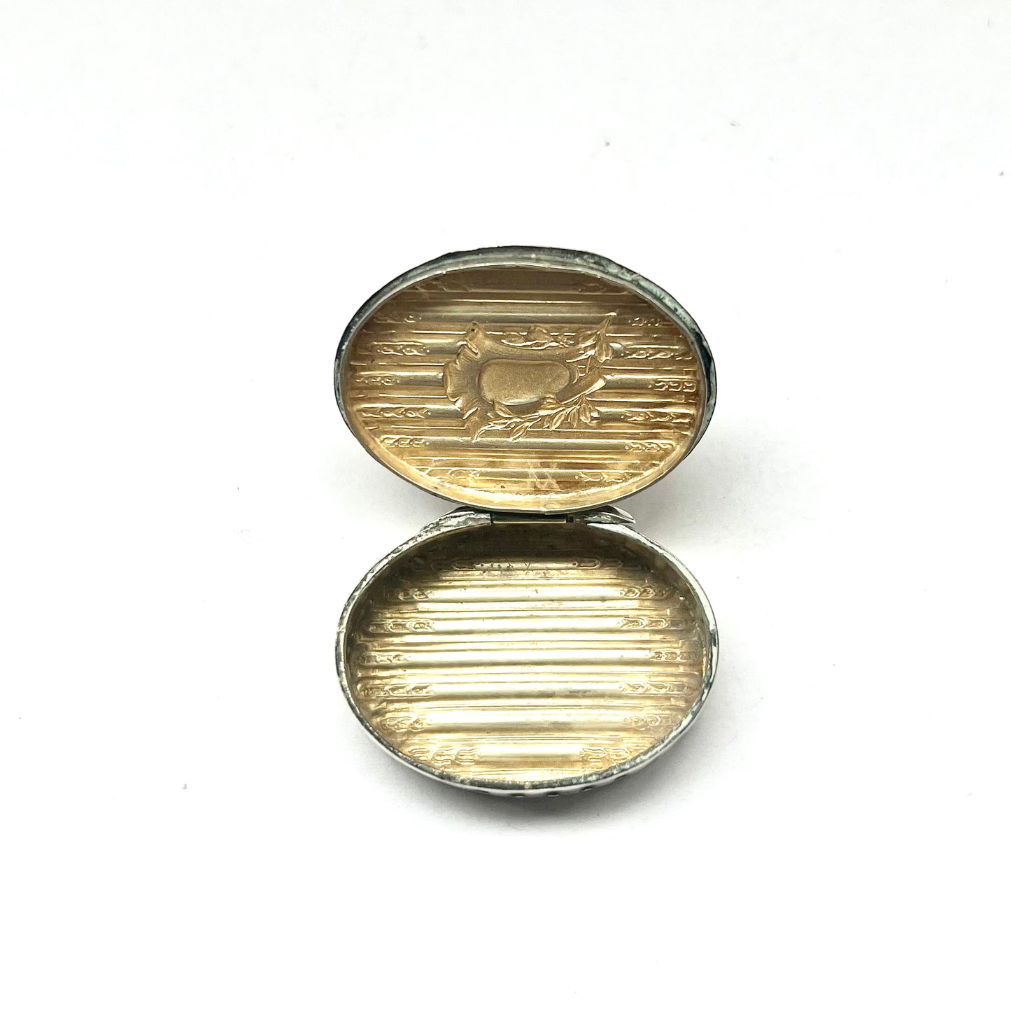 Antique sterling silver trinket or pill box with gilt-washed interior, early Australian