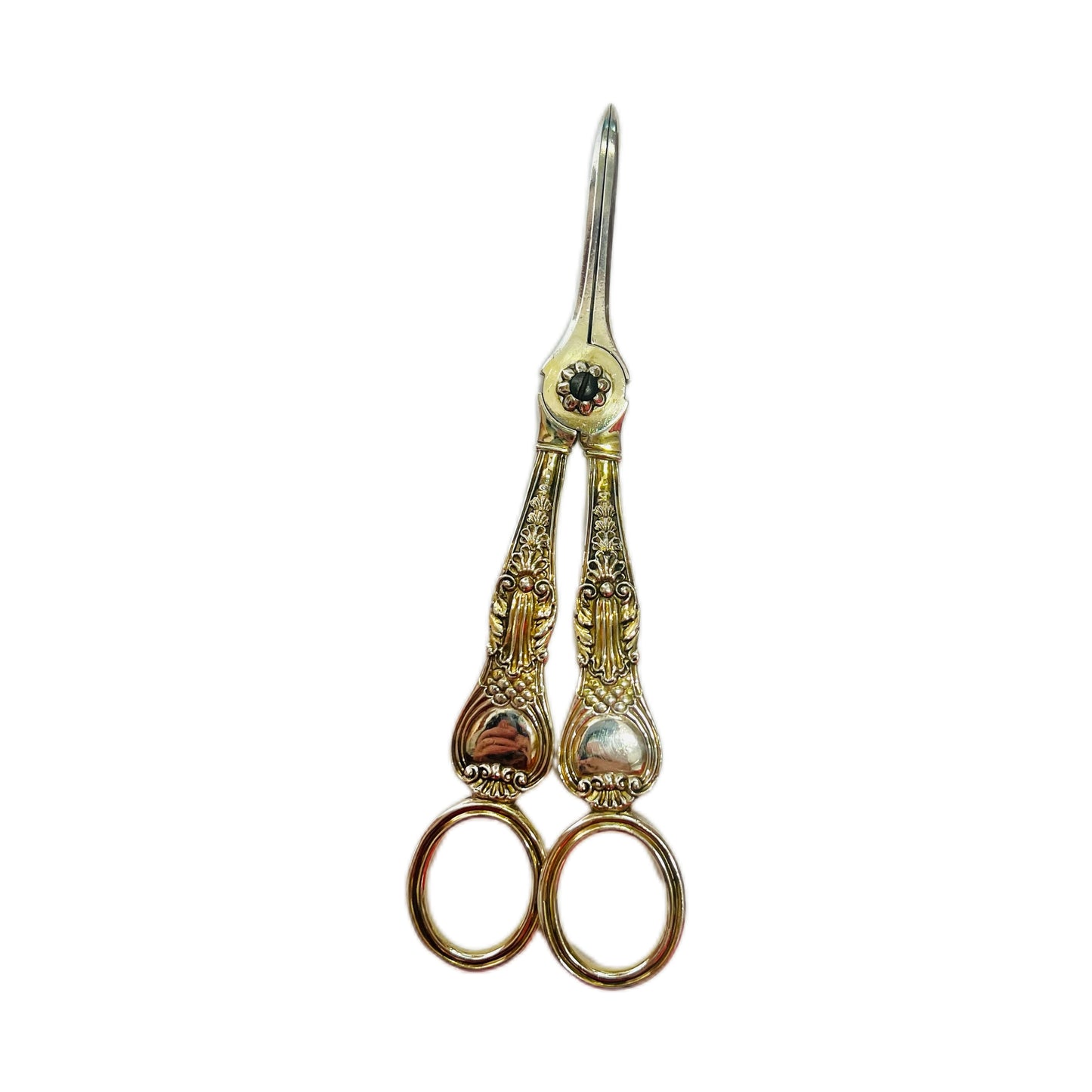 Pair of William IV sterling silver grape scissors with marks for London, 1824, William Eley II