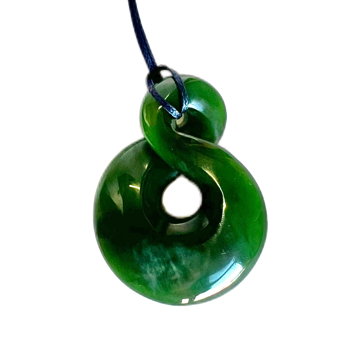 Vintage poumanu nephrite jade Pikorua pendant, New Zealand