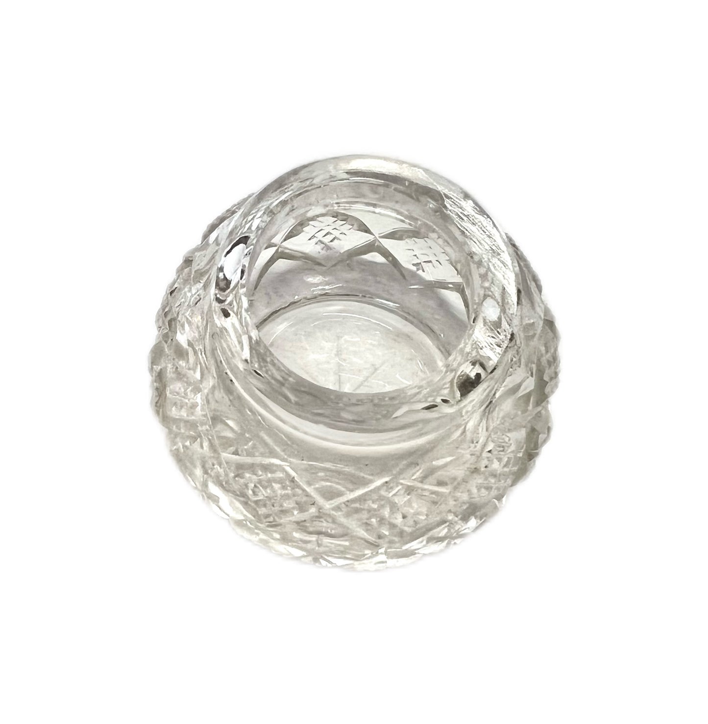 Late Victorian to early Edwardian sterling silver and cut glass miniature toiletry jar