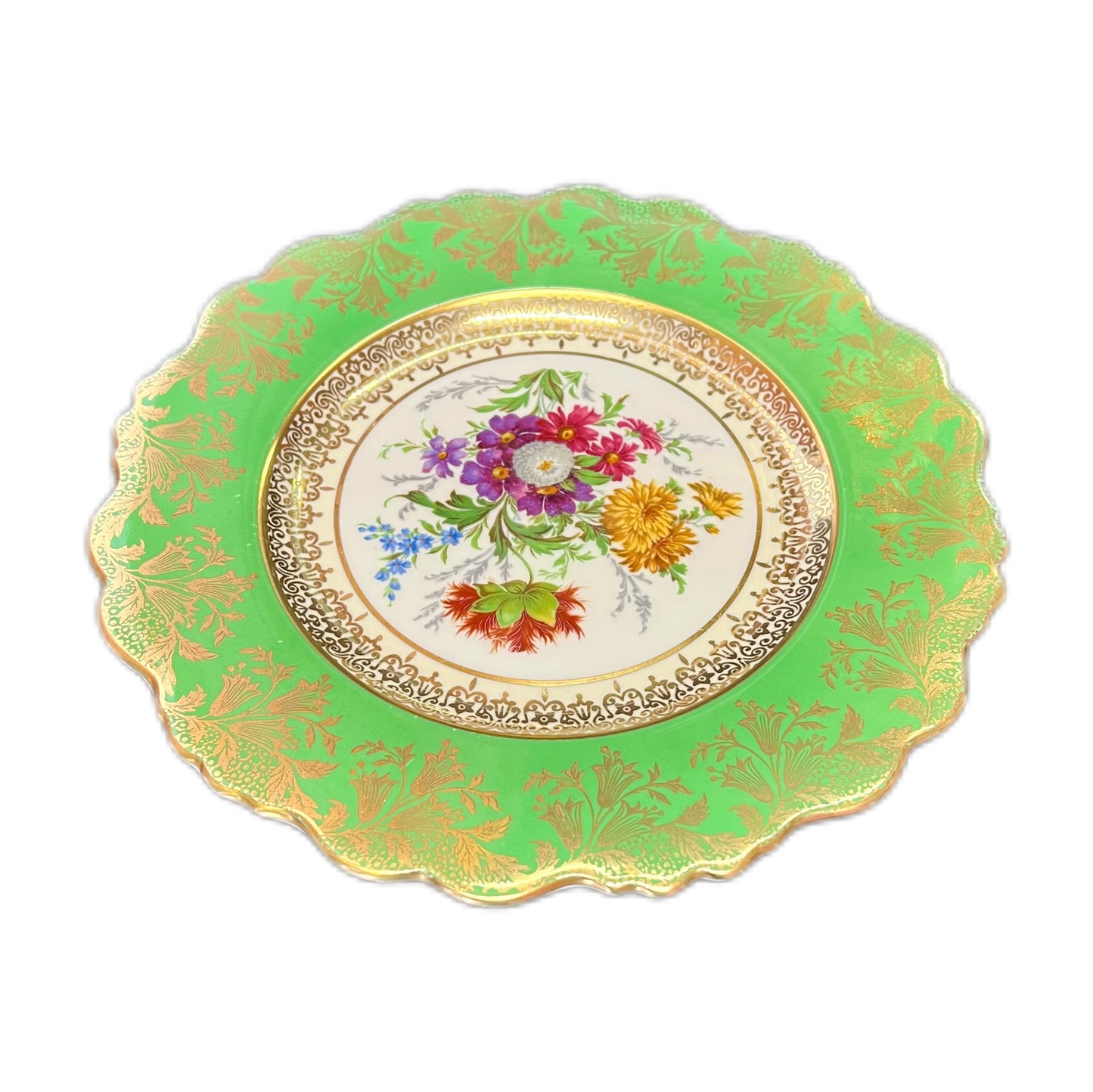 Vintage 1940s to 1950s Paragon green bone china cake plate