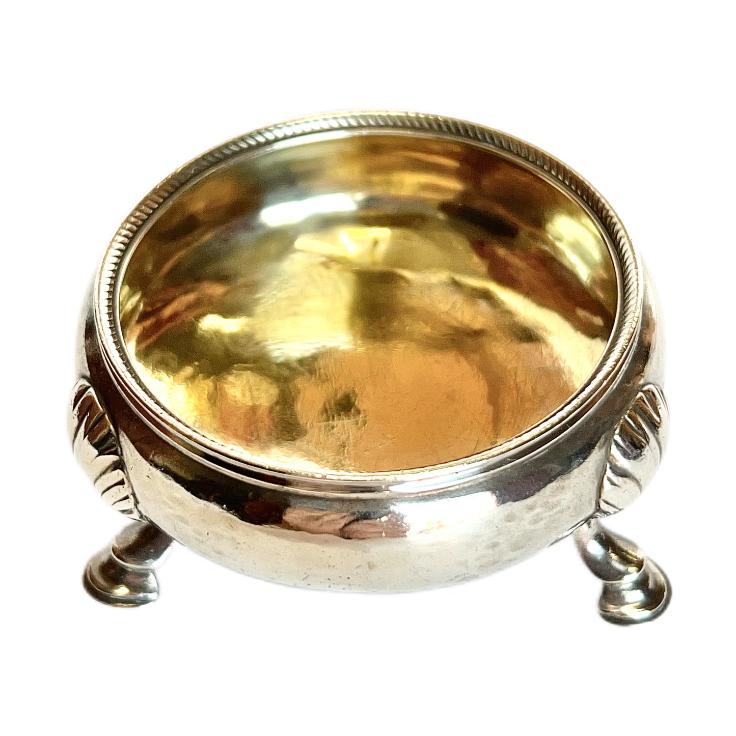 Pair of early George III sterling silver salt cellars by George Rous