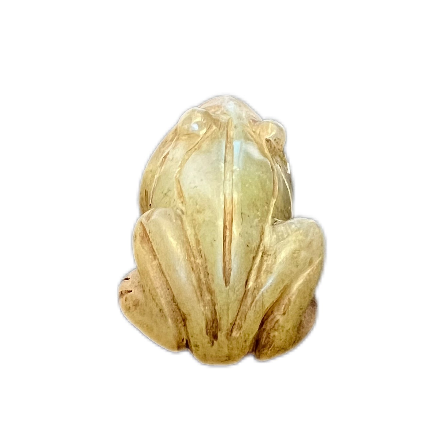 Vintage nephrite celadon jade carved frog pendant