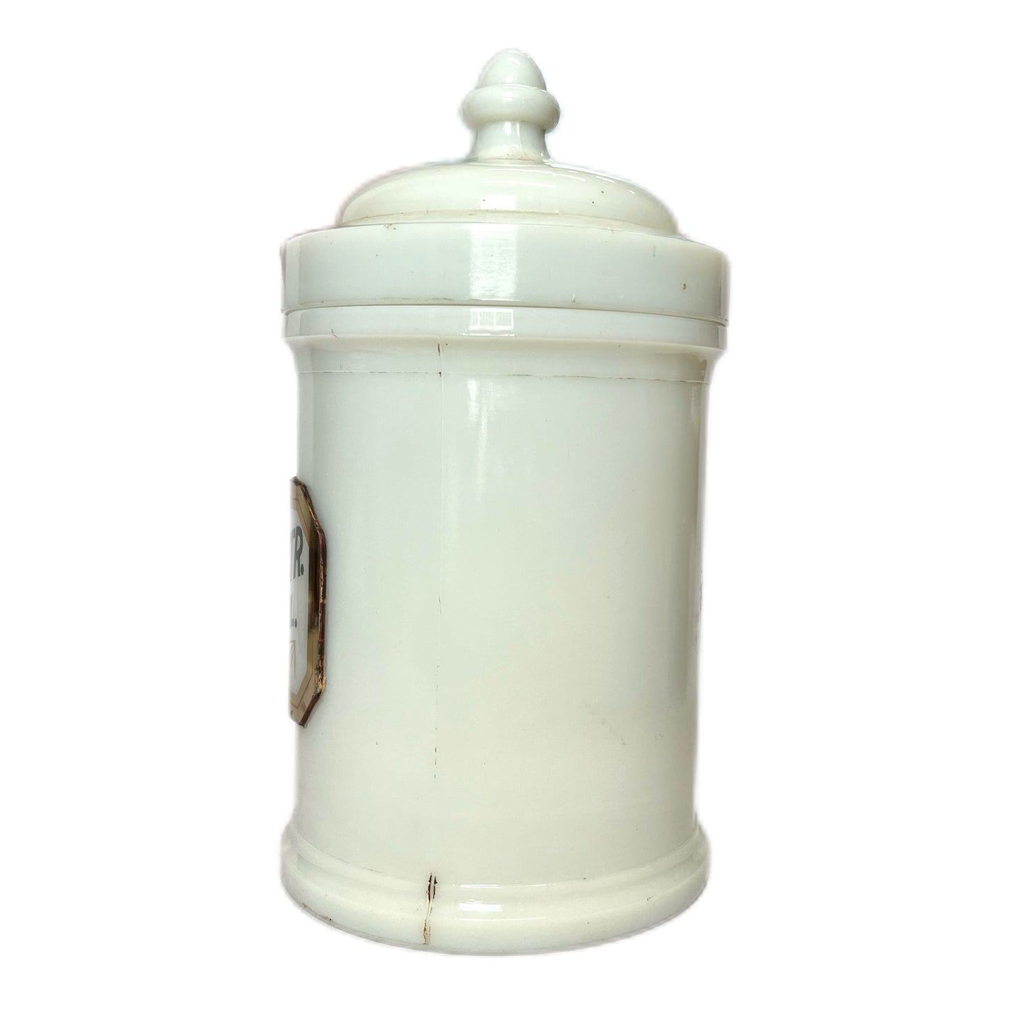 Antique Whitall Tatum Milk Glass Apothecary Jar- Citrine Ointment
