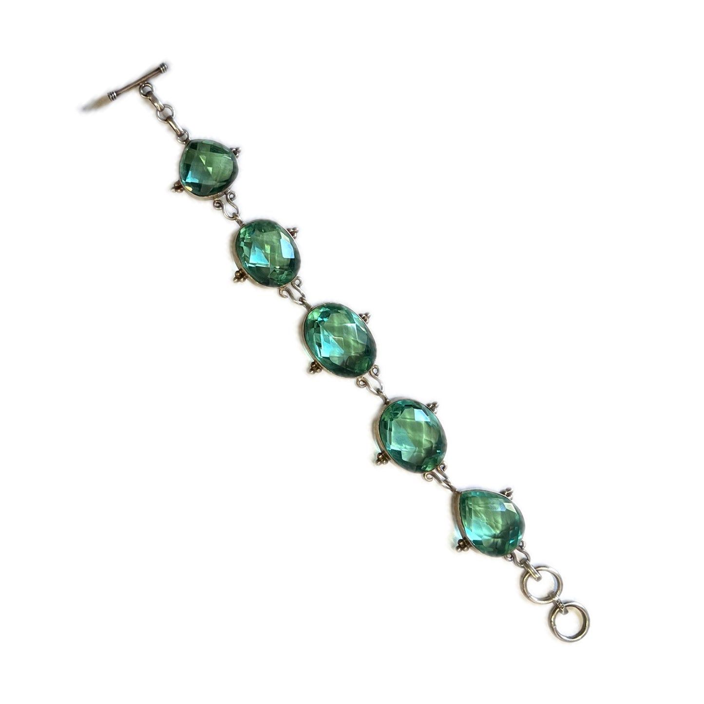Vintage apatite briolette and sterling silver bracelet