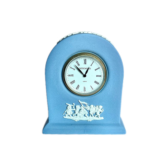 Vintage Wedgwood blue jasperware table clock
