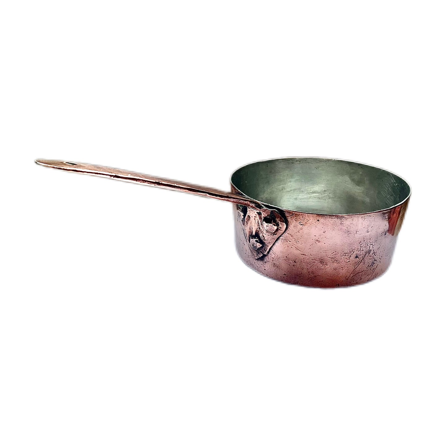 Antique European solid copper saucepan, late 18th to early 19th century