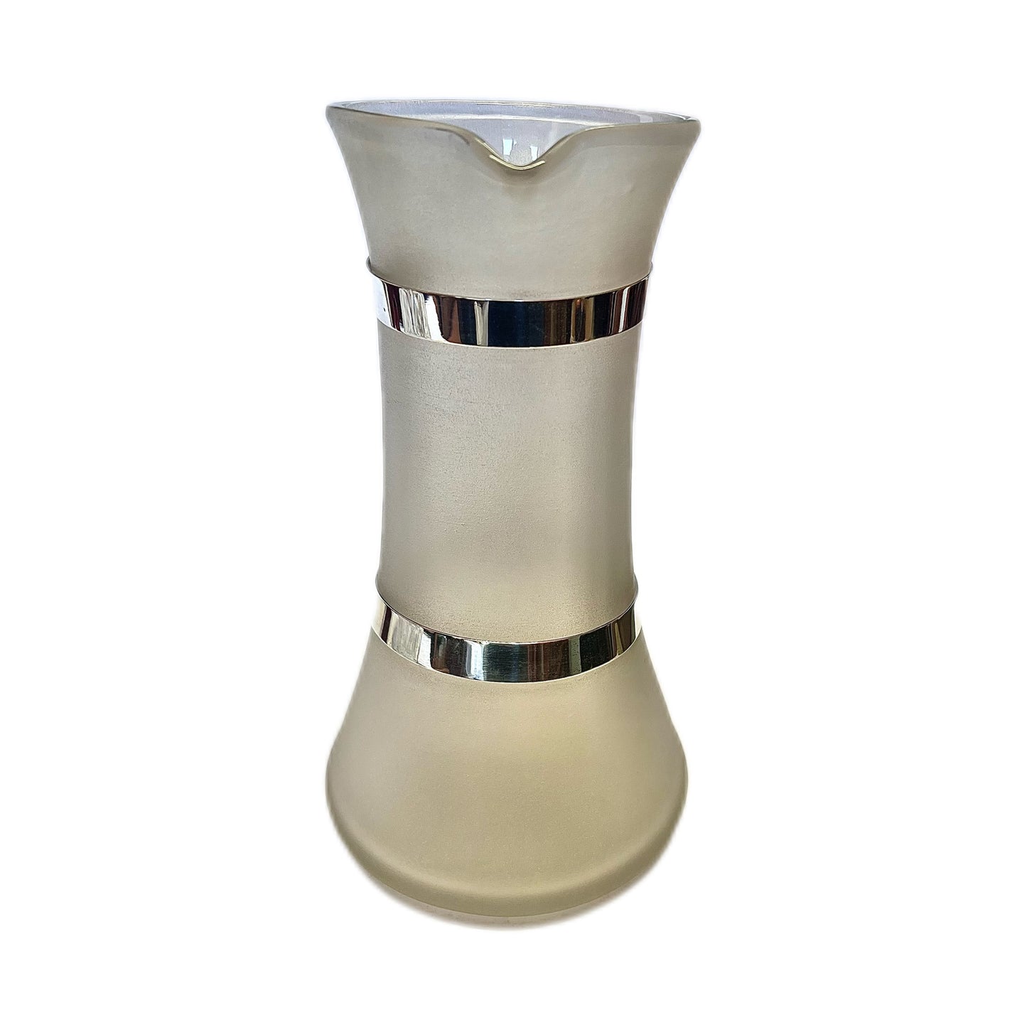 Mid-Victorian early Aesthetic Movement sterling silver and hand-blown frosted glass water or claret jug