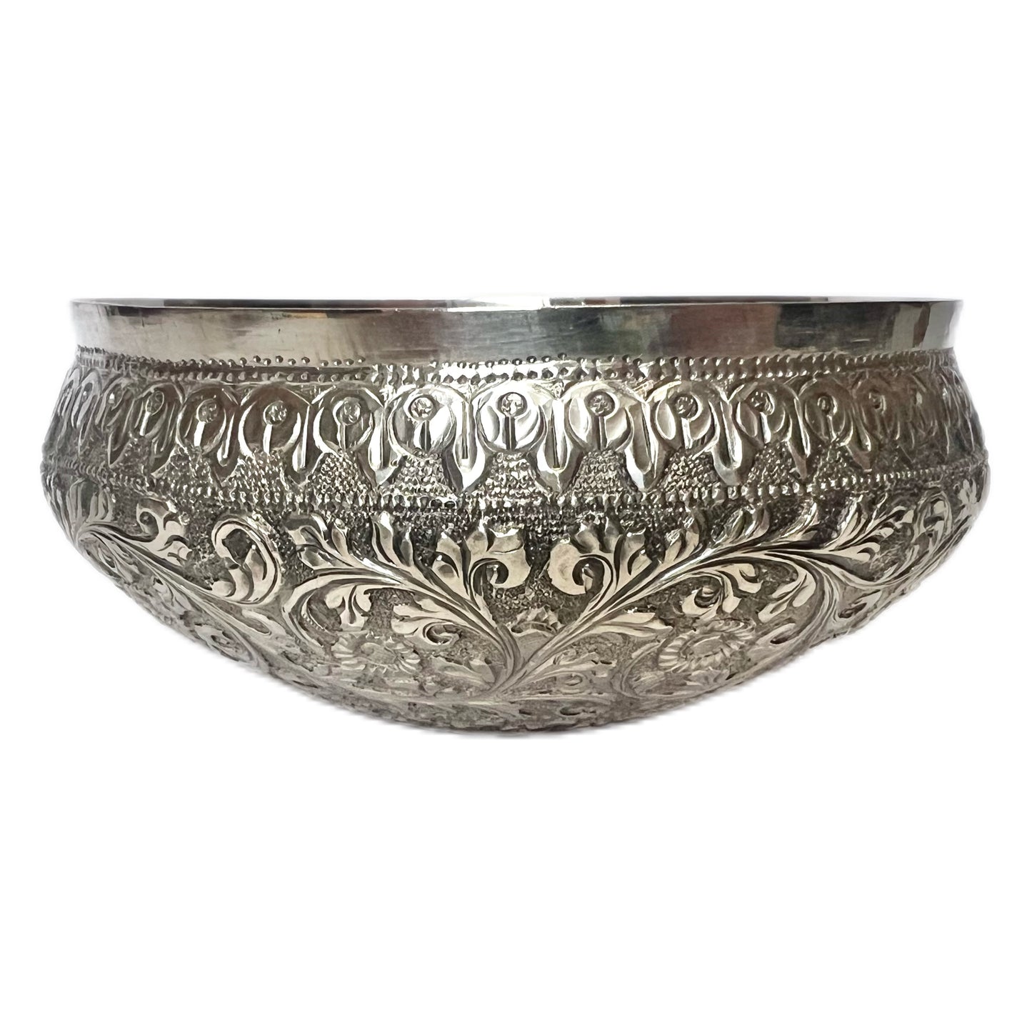 Antique Anglo Indian Raj period Kutch silver jug and bowl