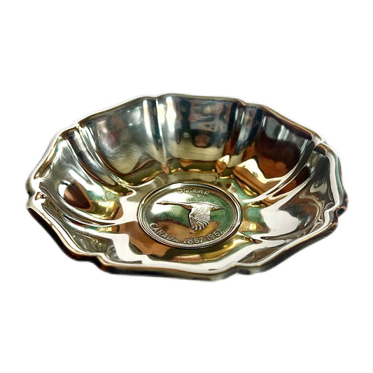 1967 silver Canadian dollar coin commemorative dish