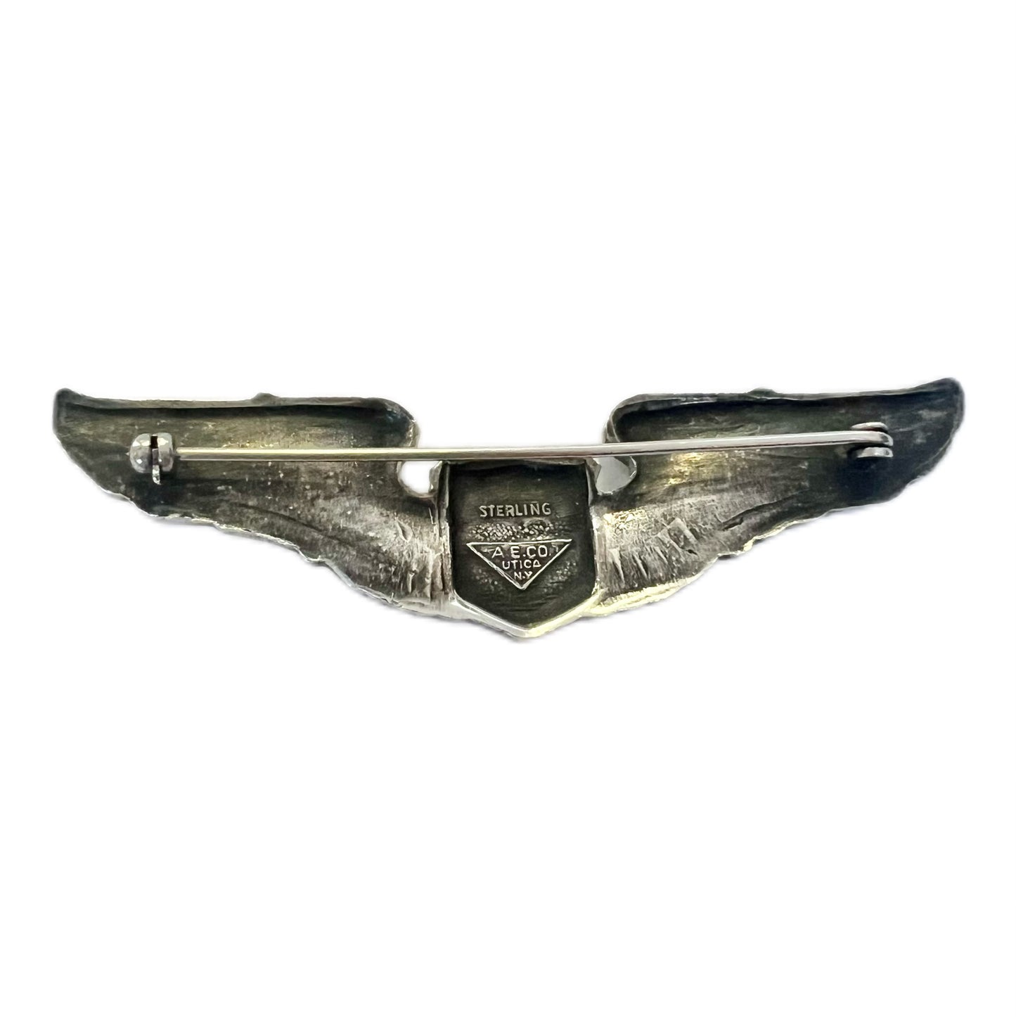 Vintage US WWII USAAF Pilot Wings sterling silver brooch, AE Co.
