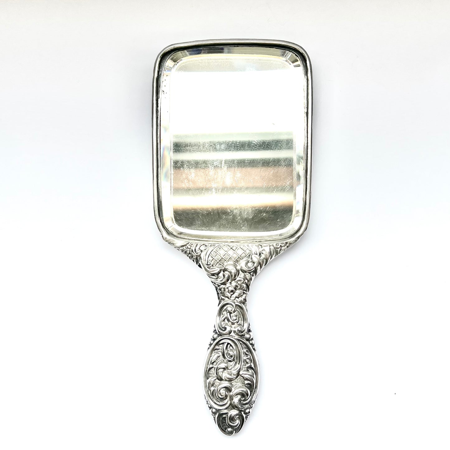 Late Victorian sterling silver habd mirror with marks for Sheffield, 1900, Walker & Hall