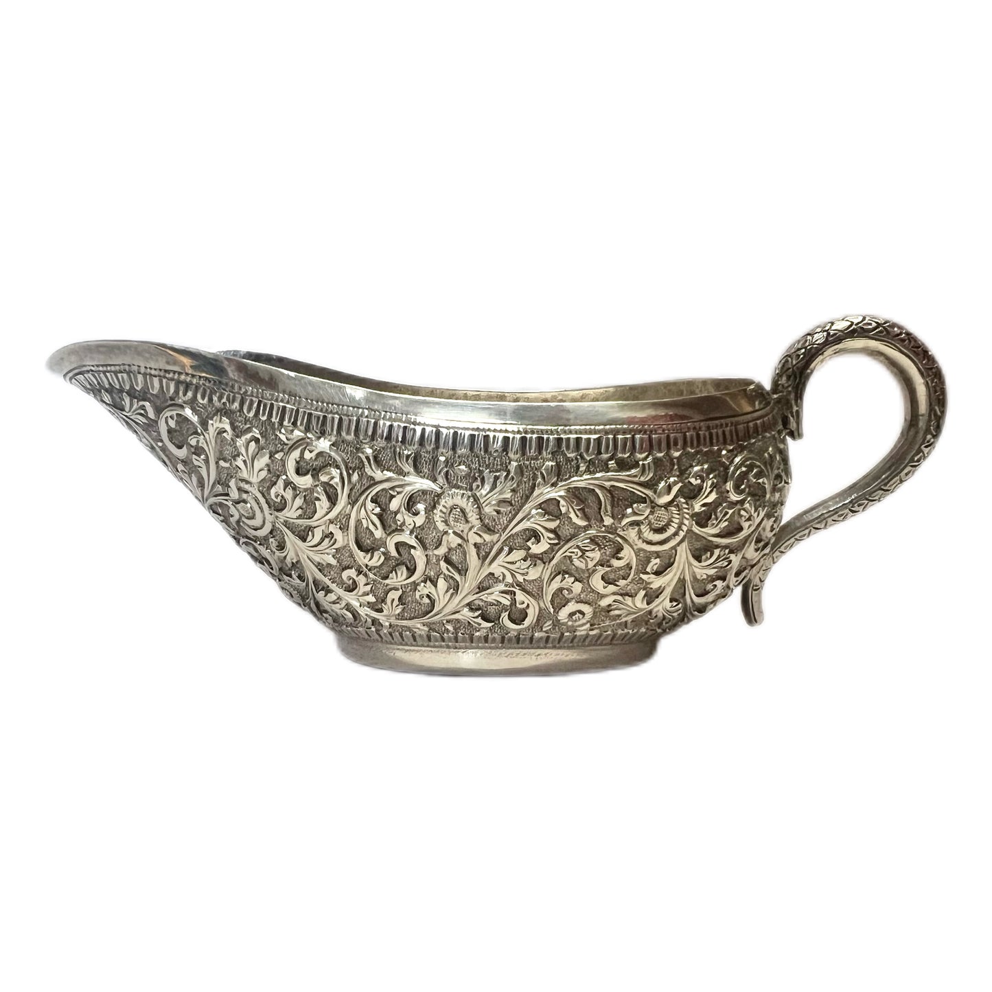 Antique Anglo Indian Raj period Kutch silver jug and bowl