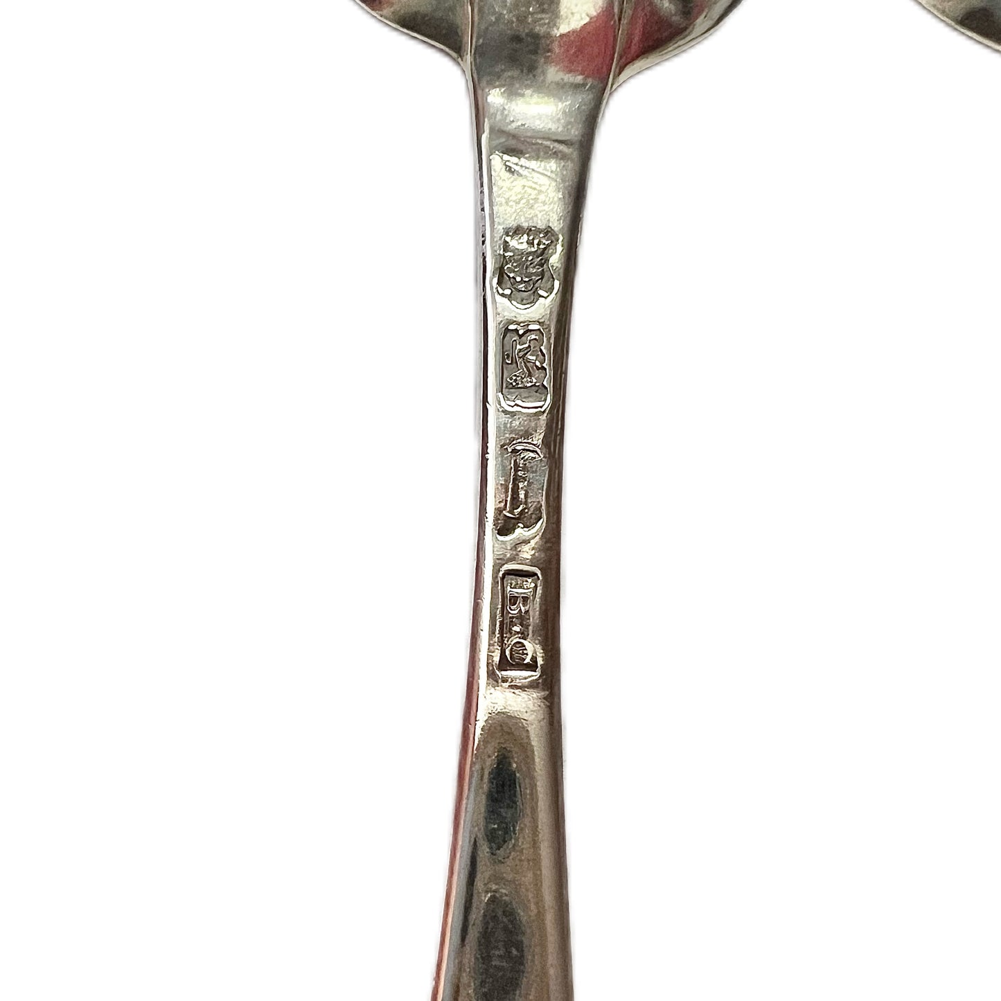 Pair of antique George II crested sterling silver tablespoons
