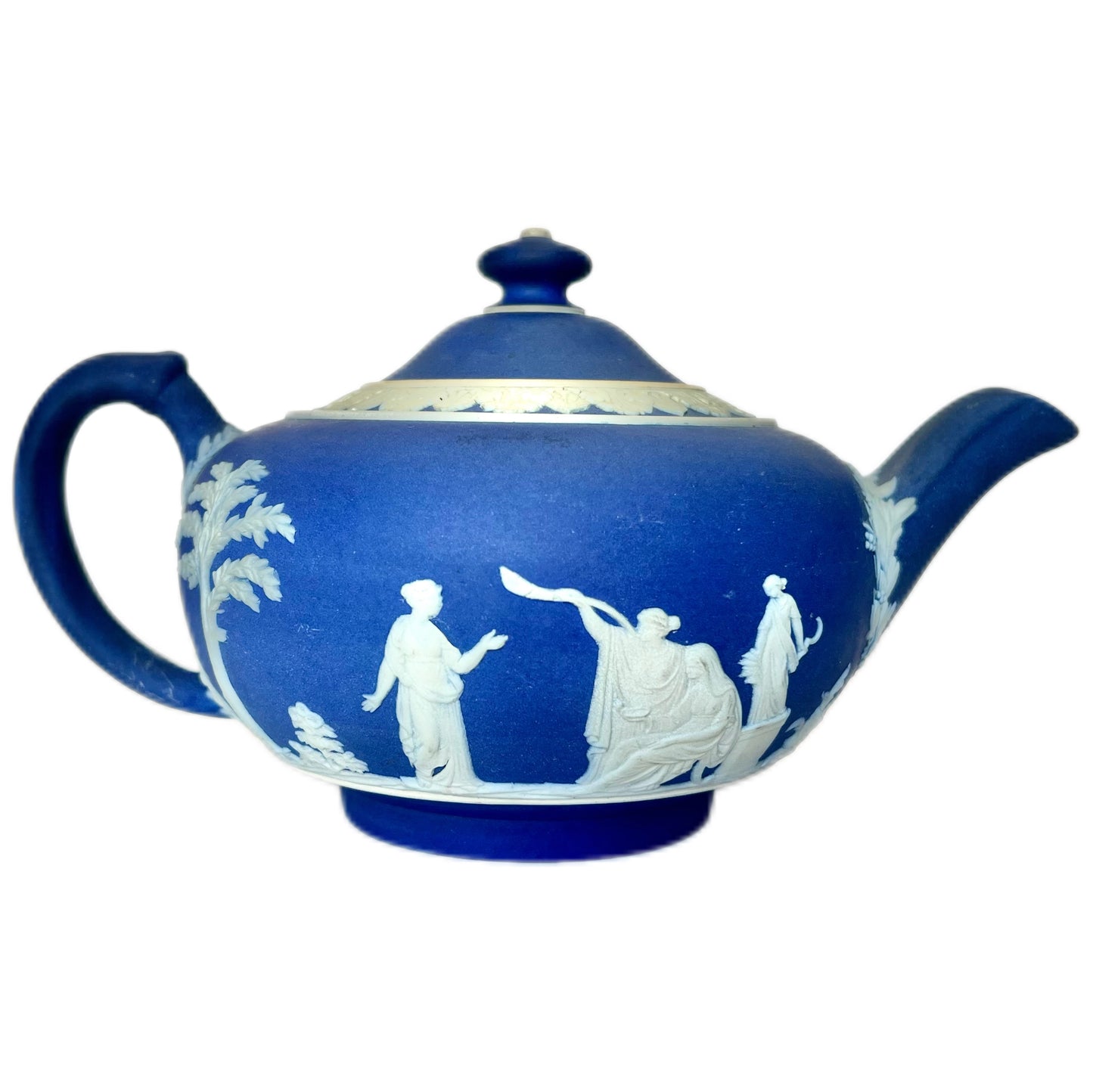 Antique late 19th century Wedgwood cobalt jasperware teapot