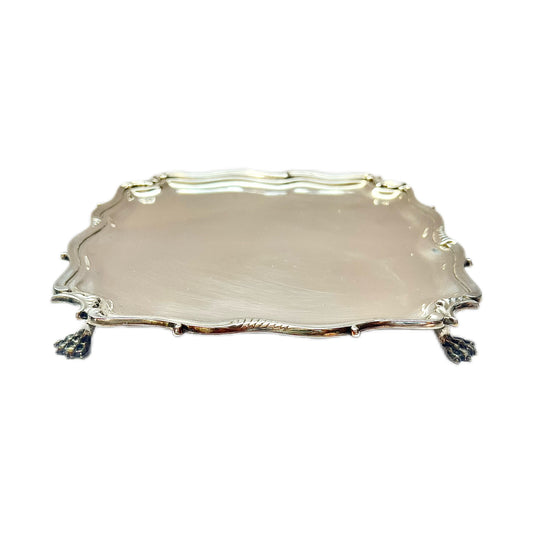 Antique Edwardian sterling silver serving salver or waiter, Haseler Brothers