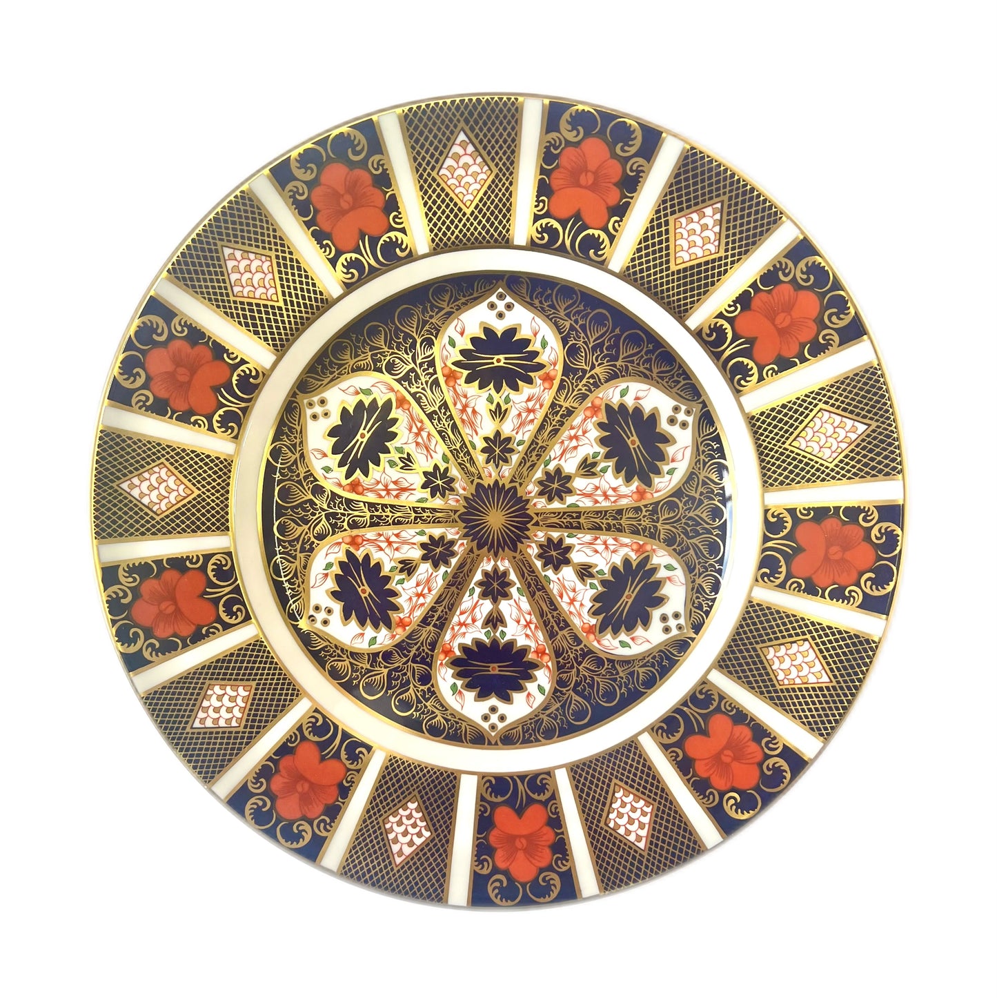 Vintage Royal Crown Derby Old Imari patterned large dinner plate circa 1984