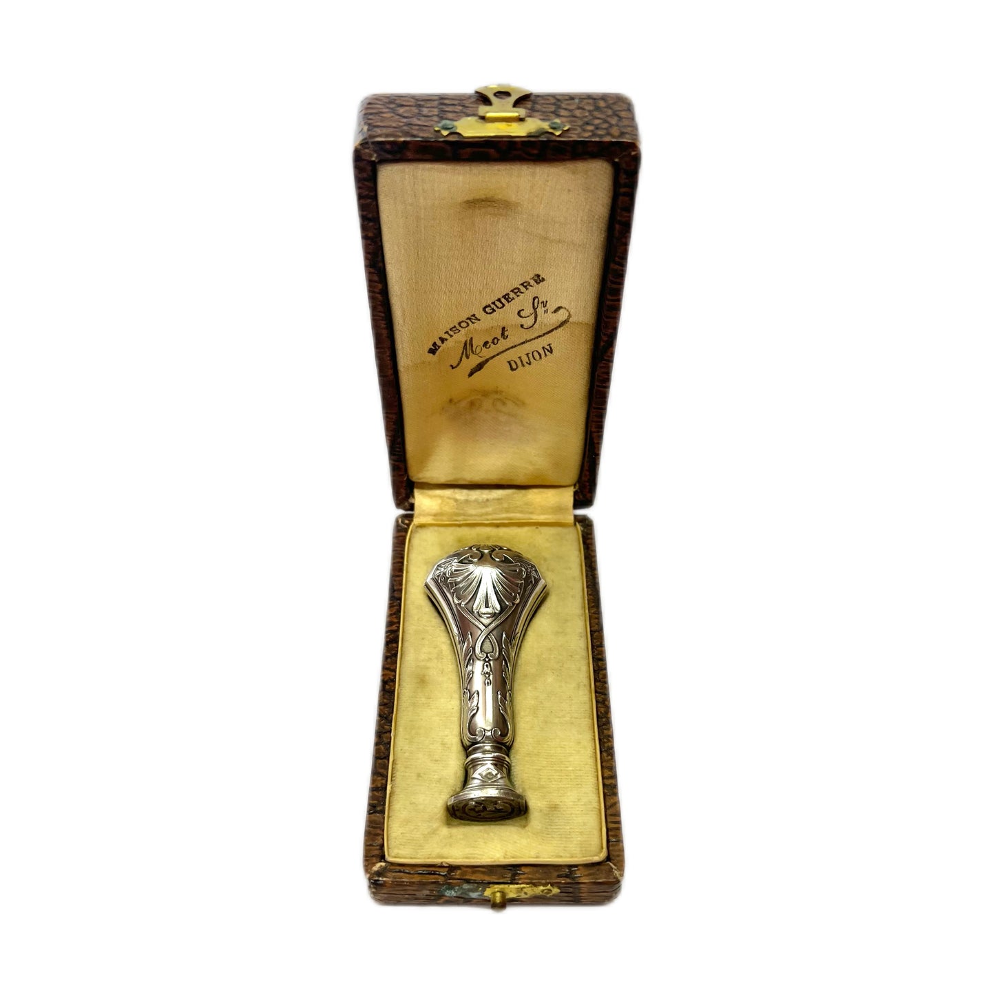 Antique 1900s French .950 silver seal with original retailer’s case
