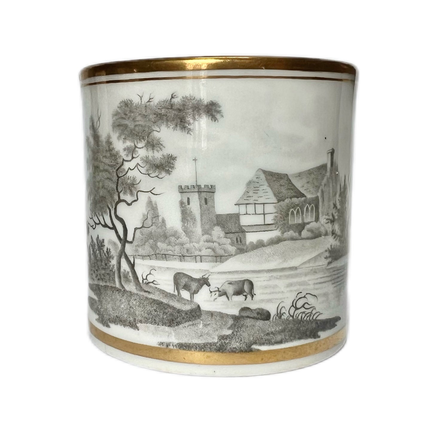 #3 Antique Spode Bat Ware coffee can, pattern 557