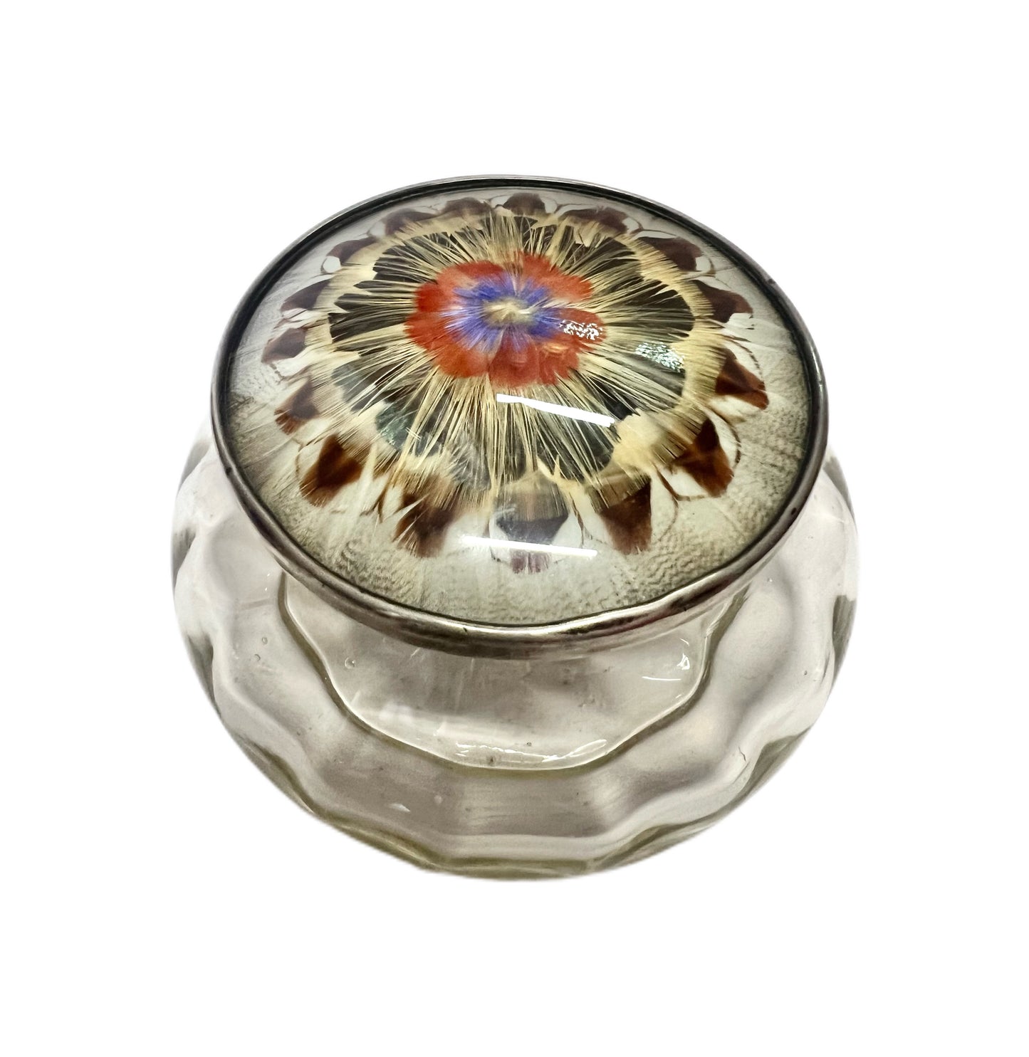 George V sterling silver lidded powder bowl, Fred H Adams & Co