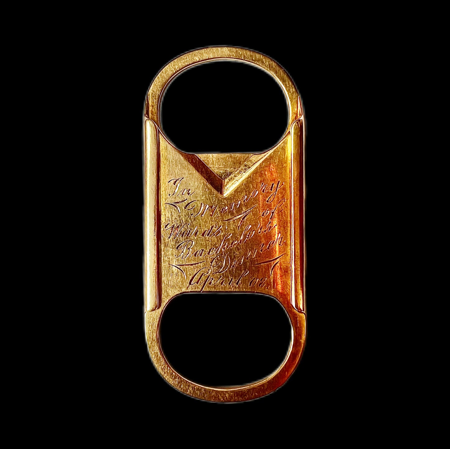 Antique Edwardian 14k gold guillotine cigar cutter with associated case, made by Reinhold Steinecke