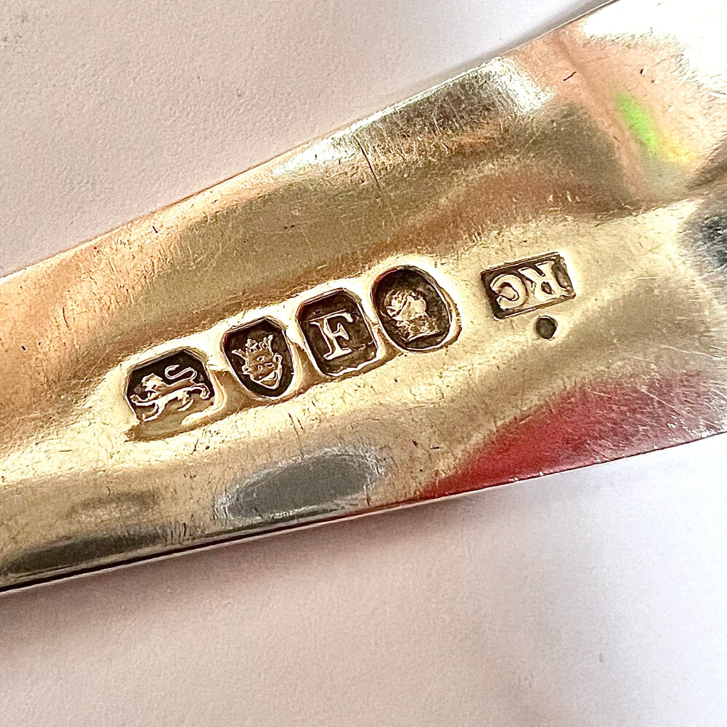 Crested George III sterling silver basting spoon by Richard Crossley, 1801