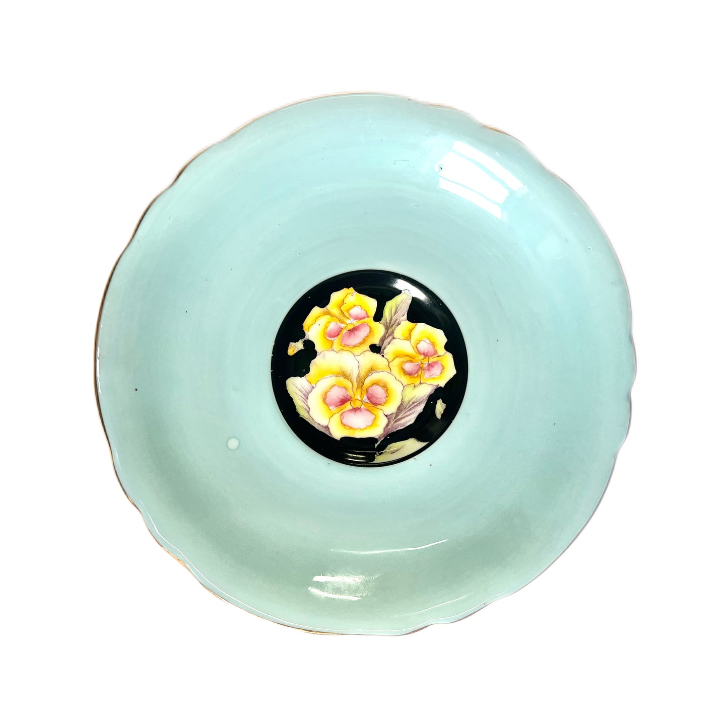 Near antique 1930s Paragon Blue Pansy teacup and saucer as found