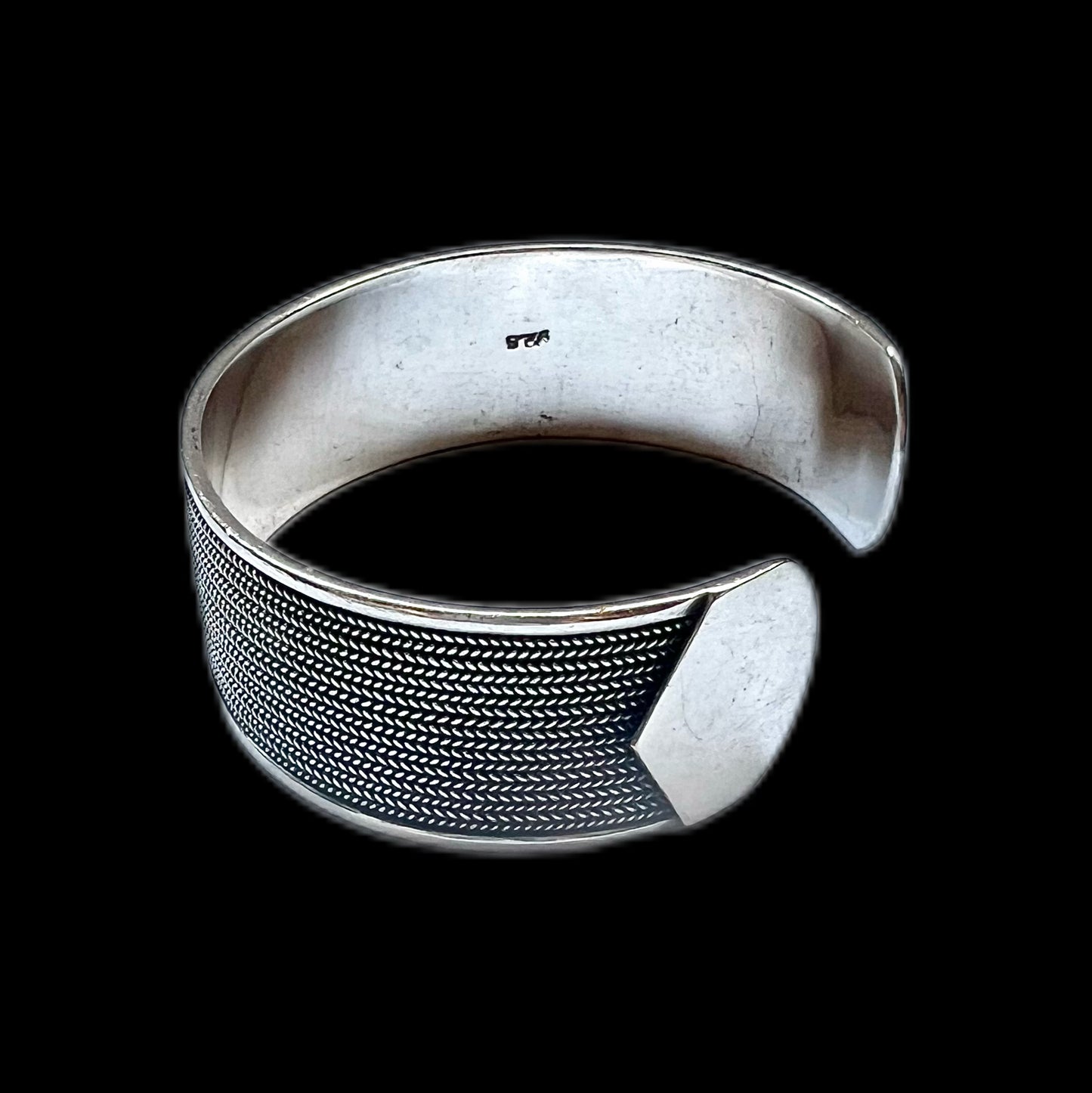 Beautiful vintage sterling silver cuff bracelet with intricate woven details