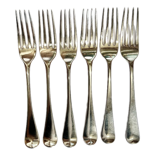 Set of 6 Regency period sterling silver entree forks, 4 by Mary & Eliza Sumner