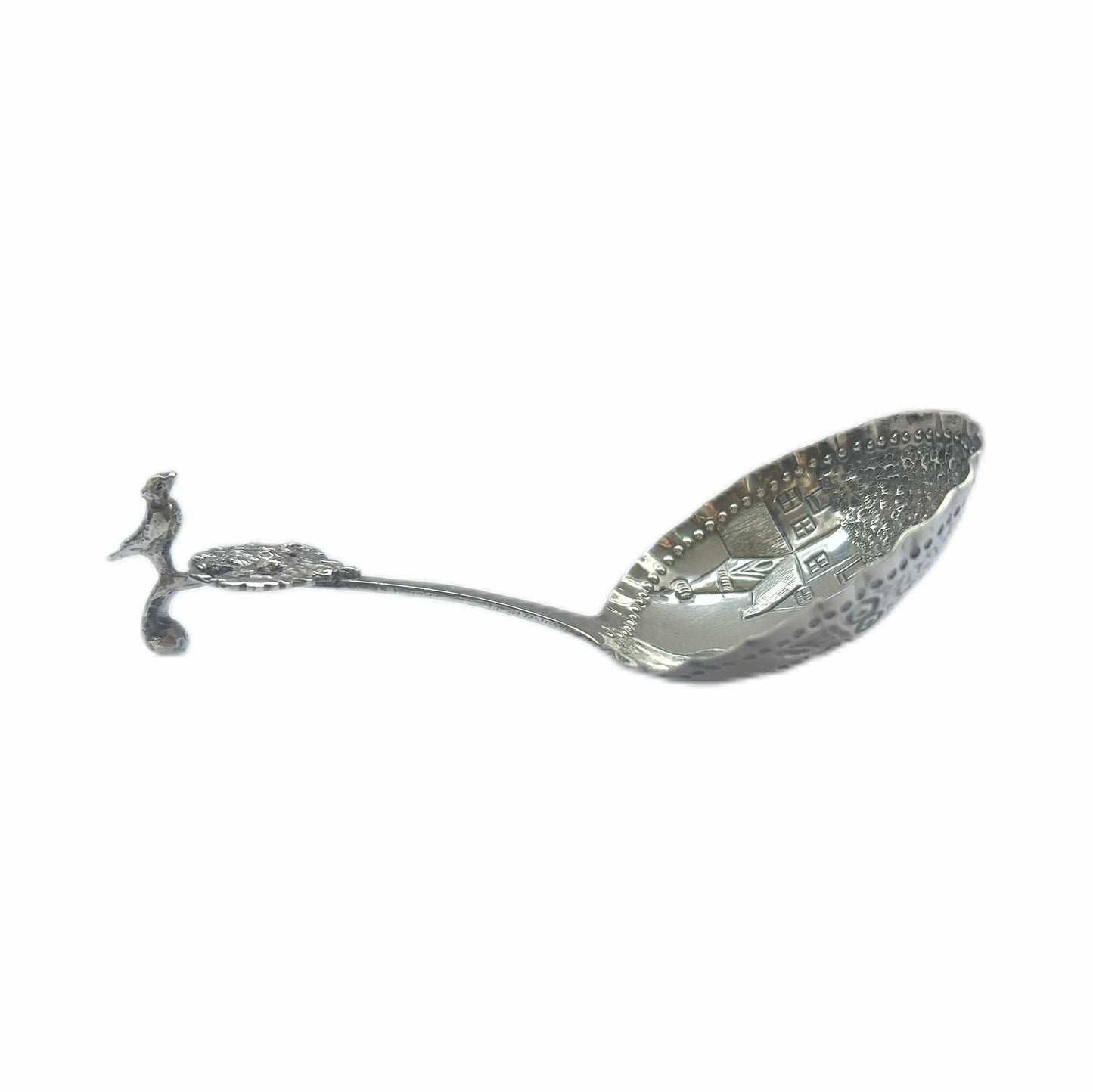 Antique 19th century Dutch silver tea caddy spoon