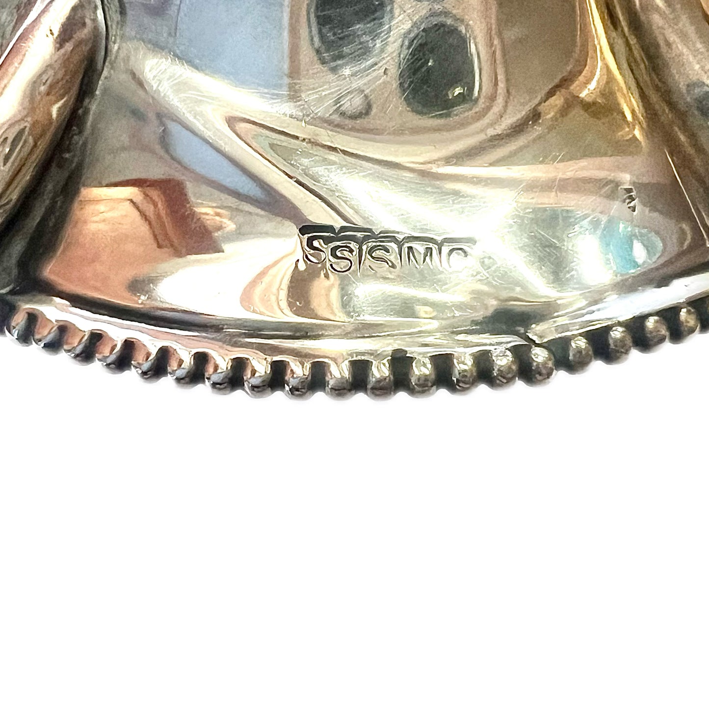 Vintage sterling silver tea strainer with ebonized timber handle