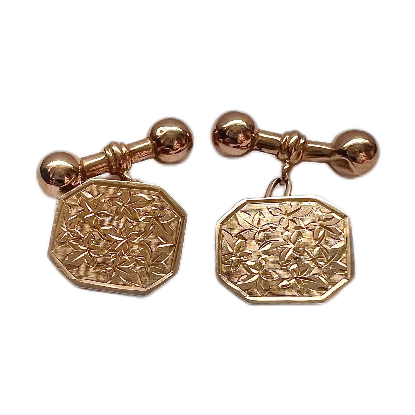 Antique Victorian 9ct gold hexagonal cufflinks