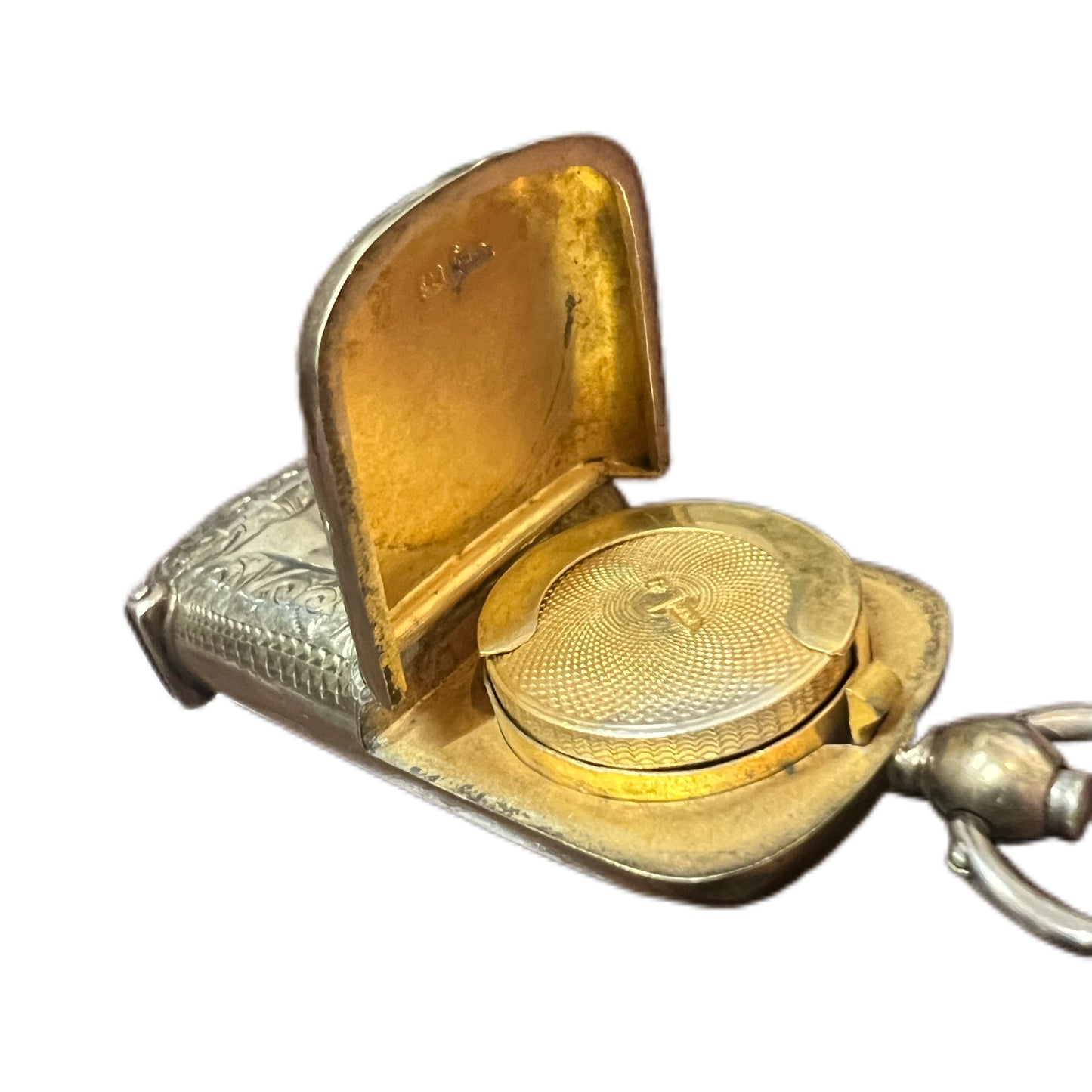 Late Victorian sterling silver double-compartment vesta case, Walker & Hall