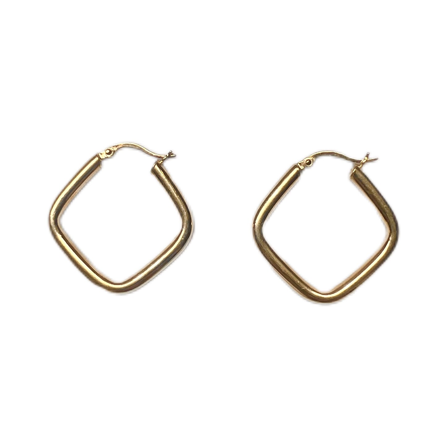 Vintage pair of 14 carat yellow gold geometric hoop earrings