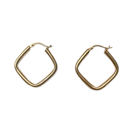 Vintage pair of 14 carat yellow gold geometric hoop earrings